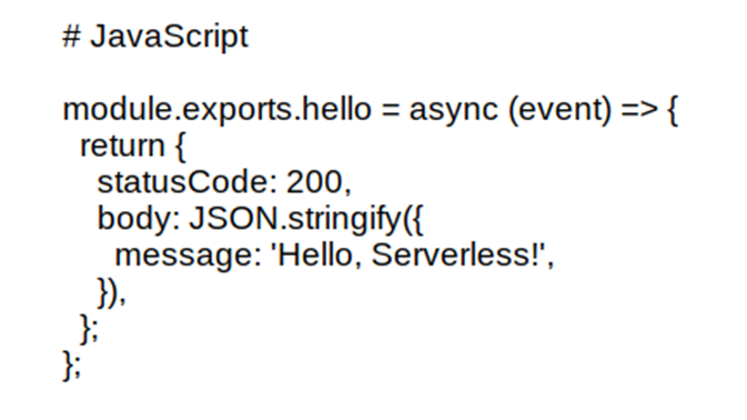Exemplo de código node.js dentro de um serviço serverless