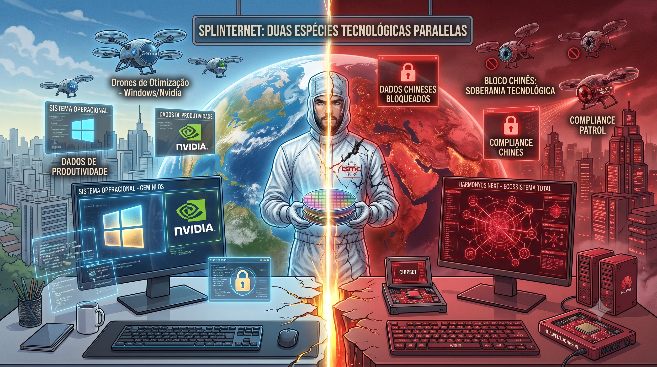 Bifurcação Global: Dois Planetas Tecnológicos