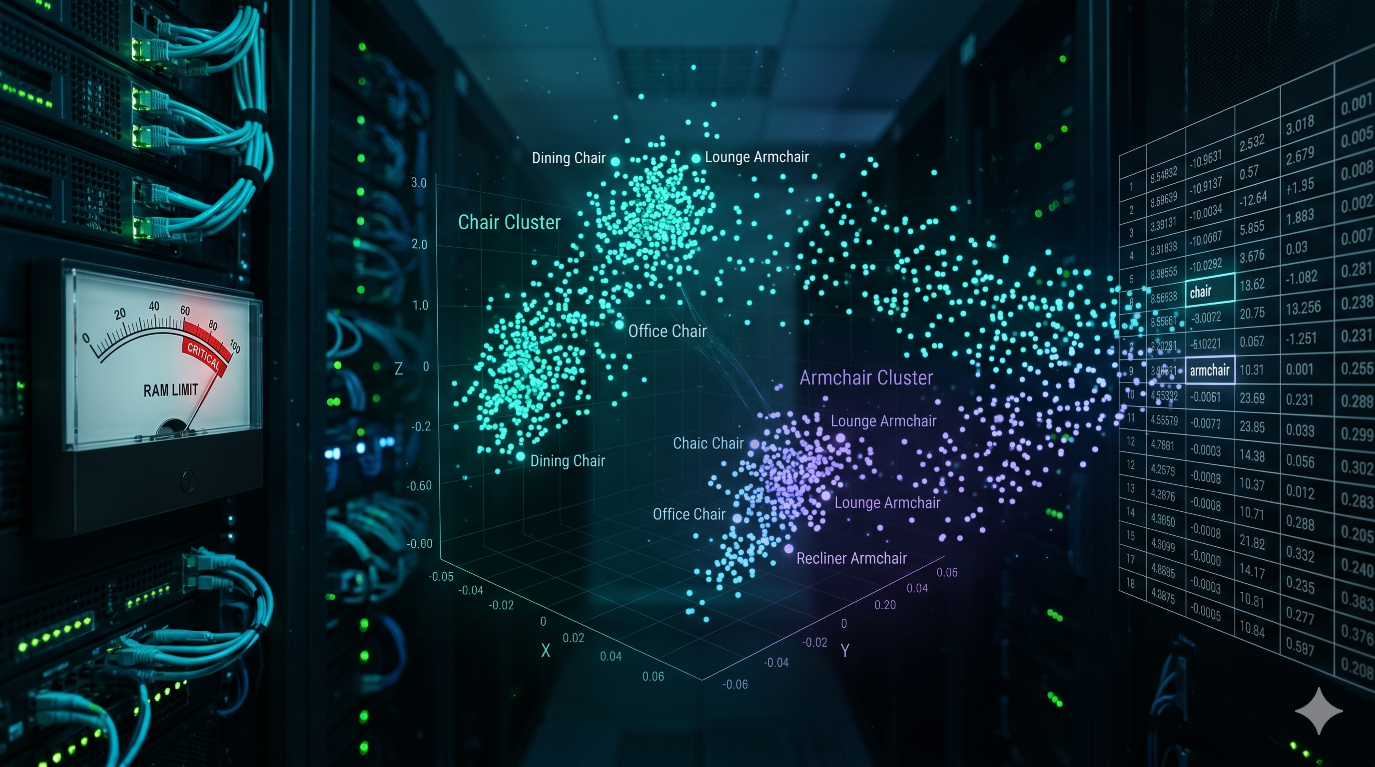 Bancos Vetoriais: tabela SQL transformando-se em espaço de embeddings